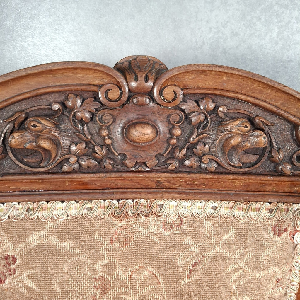 Antique Barber & Son Birmingham Walnut Carved Dining Hall Chair Brass Castors
