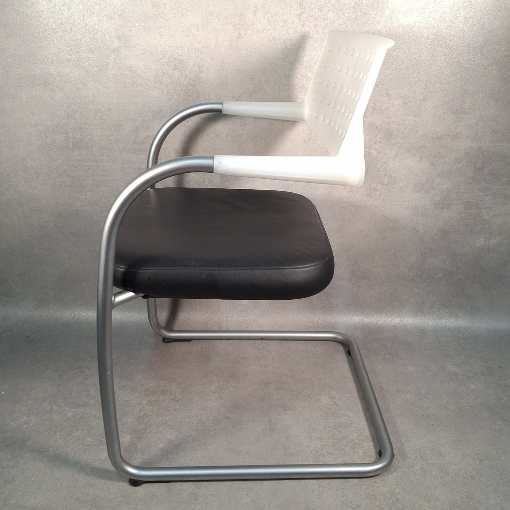 Vitra Visavis Visasoft Chair by Antonio Citterio Black Leather Modernist Design