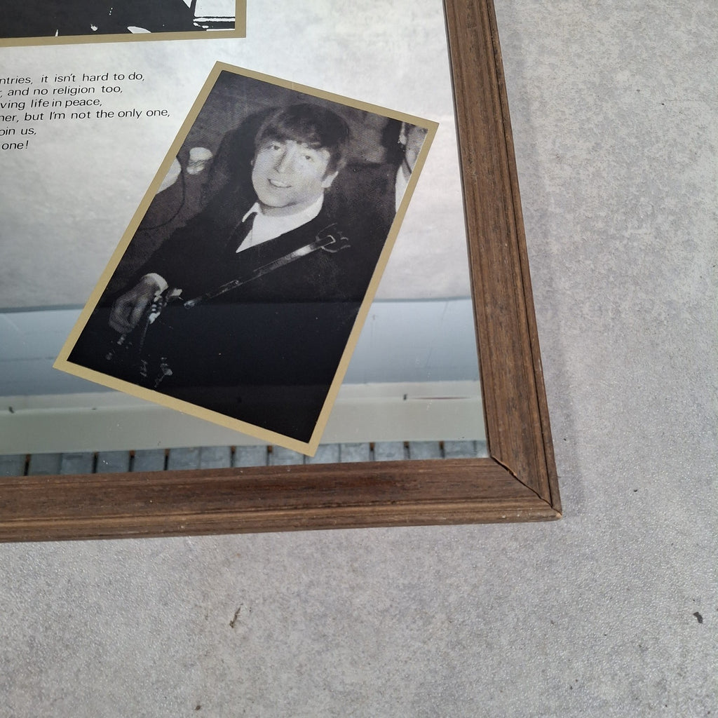 Vintage 1980s John Lennon 1940-1980 Large Framed Picture Mirror Imagine Lyrics