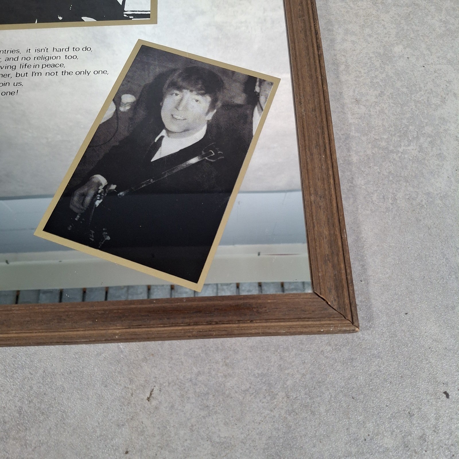 Vintage 1980s John Lennon 1940-1980 Large Framed Picture Mirror Imagine Lyrics