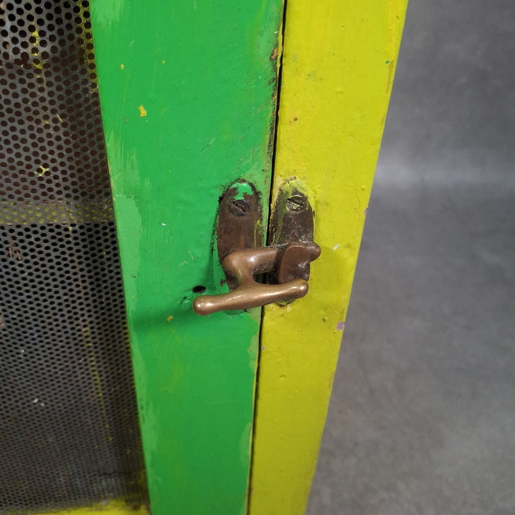 Vintage English Meat Safe Cabinet | Painted Green | Wire Mesh | Farmhouse Kitchen Decor