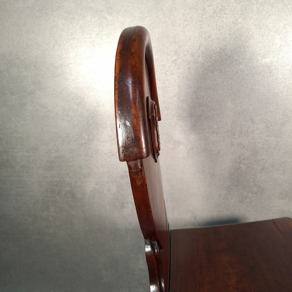 Victorian Mahogany Shield Back Chair With Brass Monogram Initials Antique
