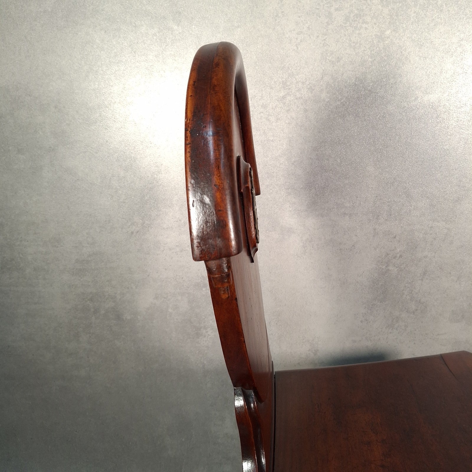 Victorian Mahogany Shield Back Chair With Brass Monogram Initials Antique