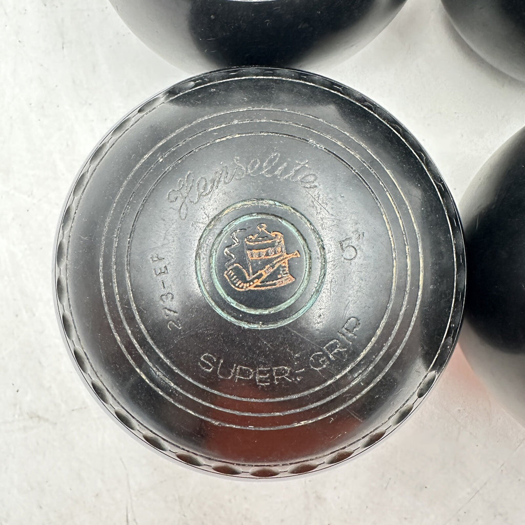 Henselite Super-Grip Lawn Bowls - Size 5 - Bias 273-EF - Set of 4 - BIBC Approved - Vintage - Used