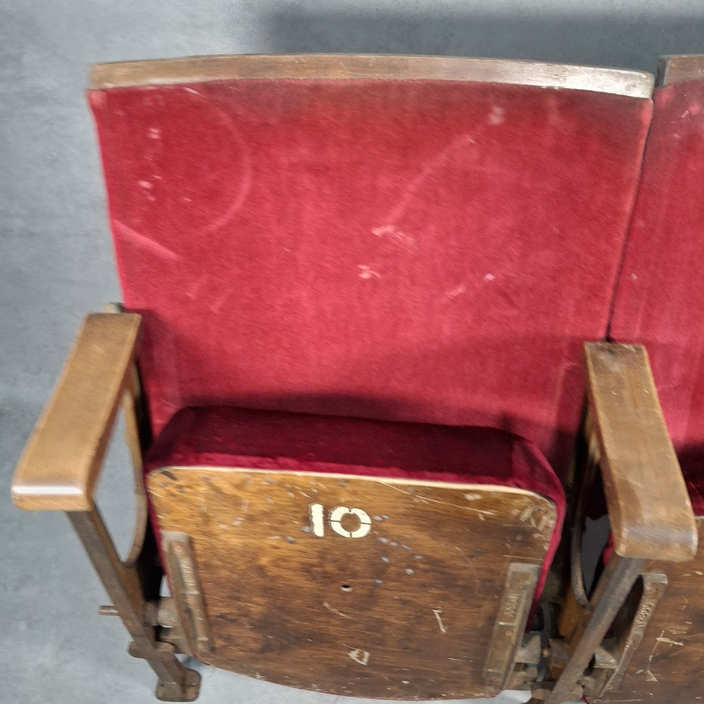 Art Deco Cinema Theatre Twin Seats 2 Chair Fold Up Vintage Prop