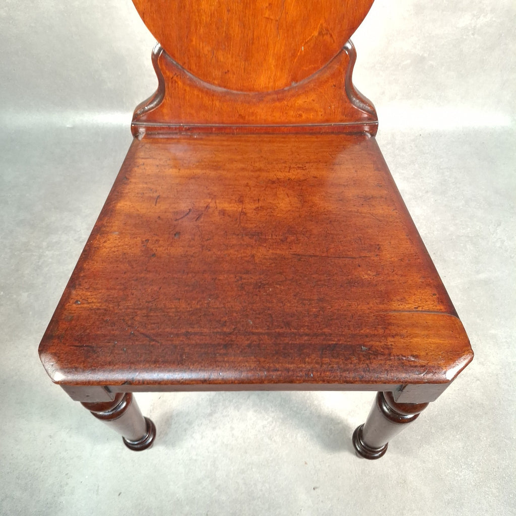 Victorian Mahogany Shield Back Chair With Brass Monogram Initials Antique