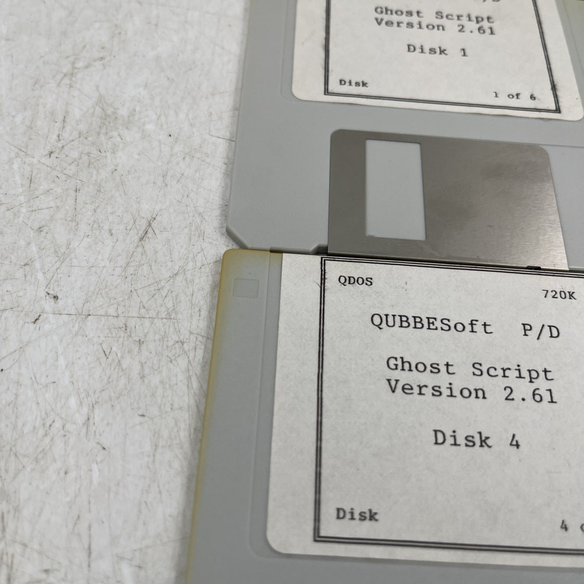 QUBBESoft Sinclair QL Floppy Disk Set - Ghost Script v2.61 (6 Disks) + PSION Xchange + PD Catalogue - QDOS 720K - Used