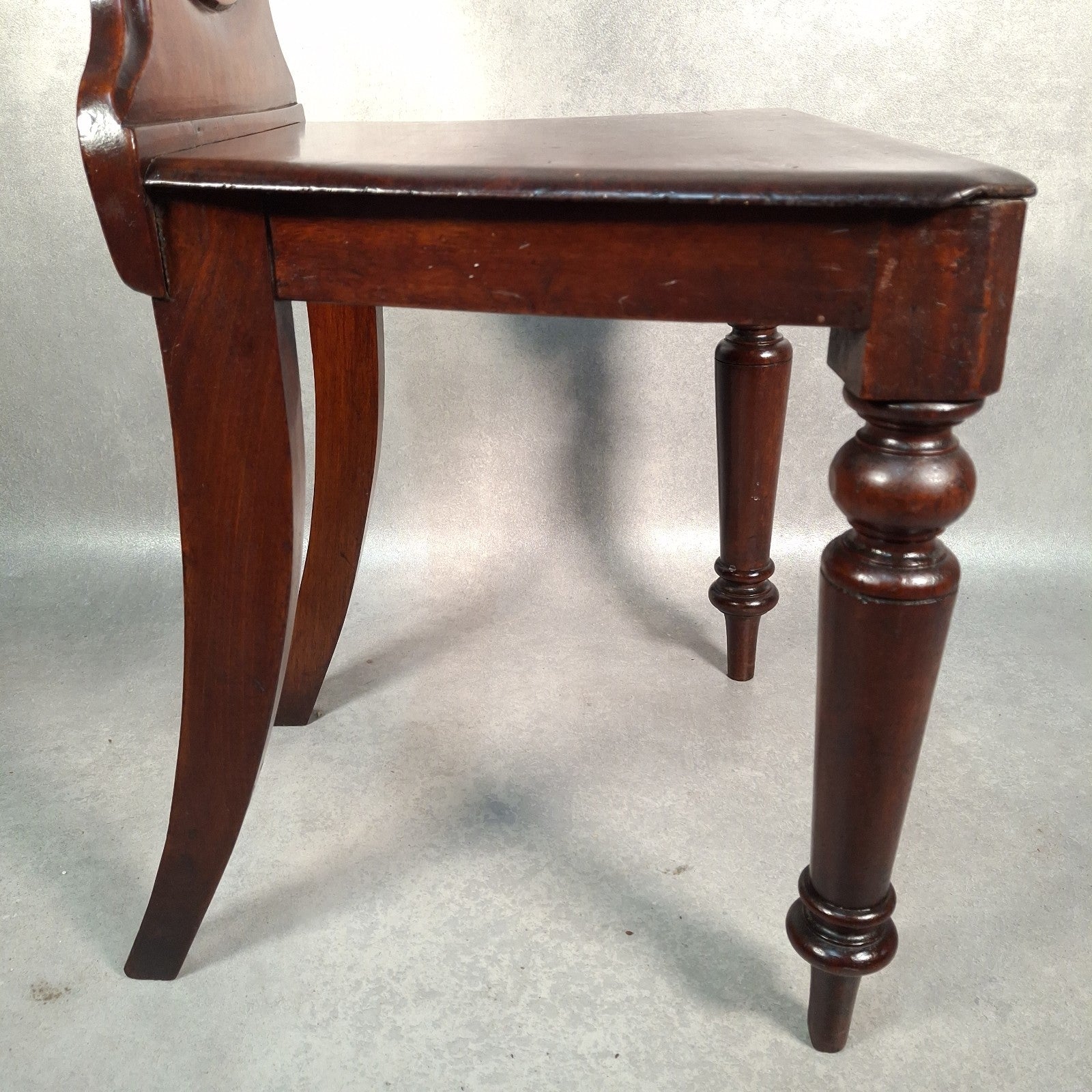 Victorian Mahogany Shield Back Chair With Brass Monogram Initials Antique