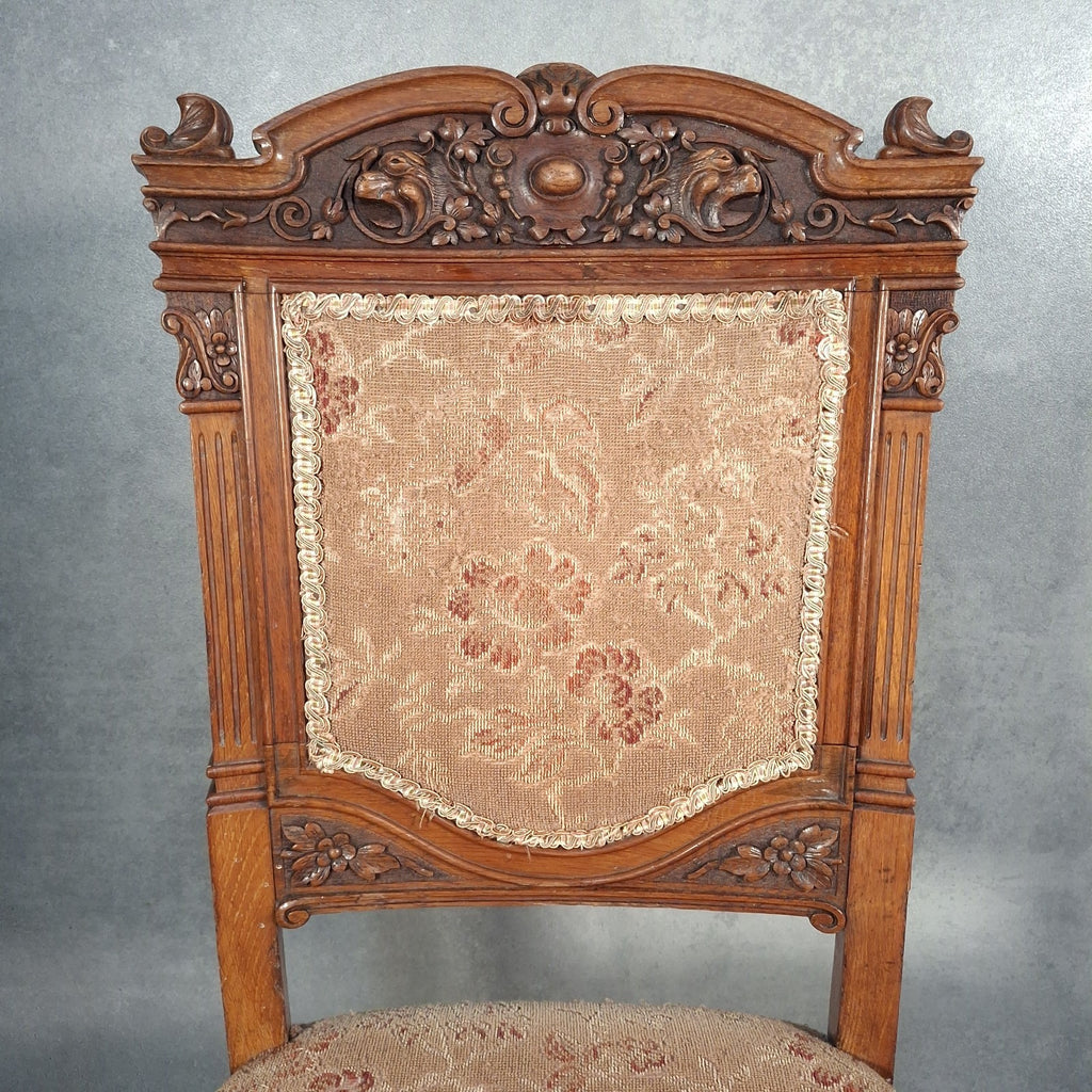 Antique Barber & Son Birmingham Walnut Carved Dining Hall Chair Brass Castors