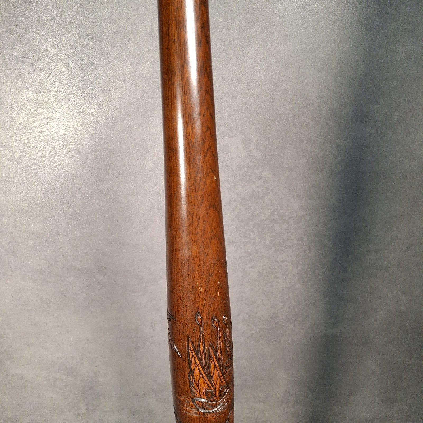 Vintage Carved Wooden Standard Floor Lamp Oriental Bamboo Motif Tall Asian