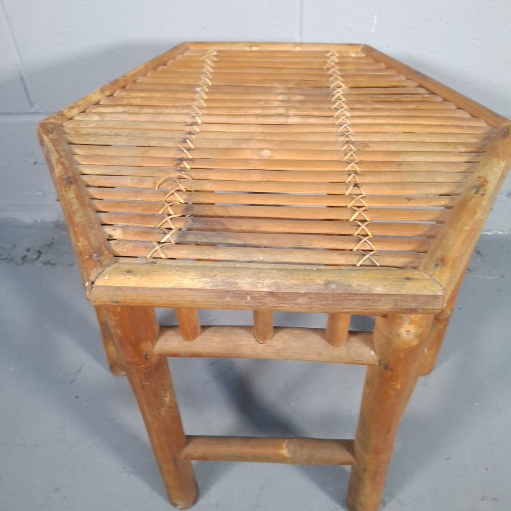 Vintage Hexagonal Rattan & Cane Nest of Tables | Boho Side Tables | Used | 43cm