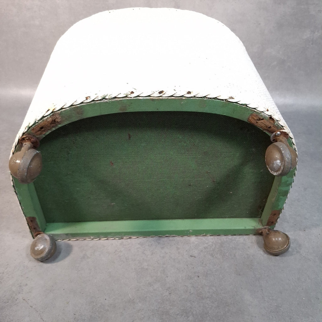Vintage Lloyd Loom Style Storage Ottoman with Padded Floral Seat on Castors – Blanket Box