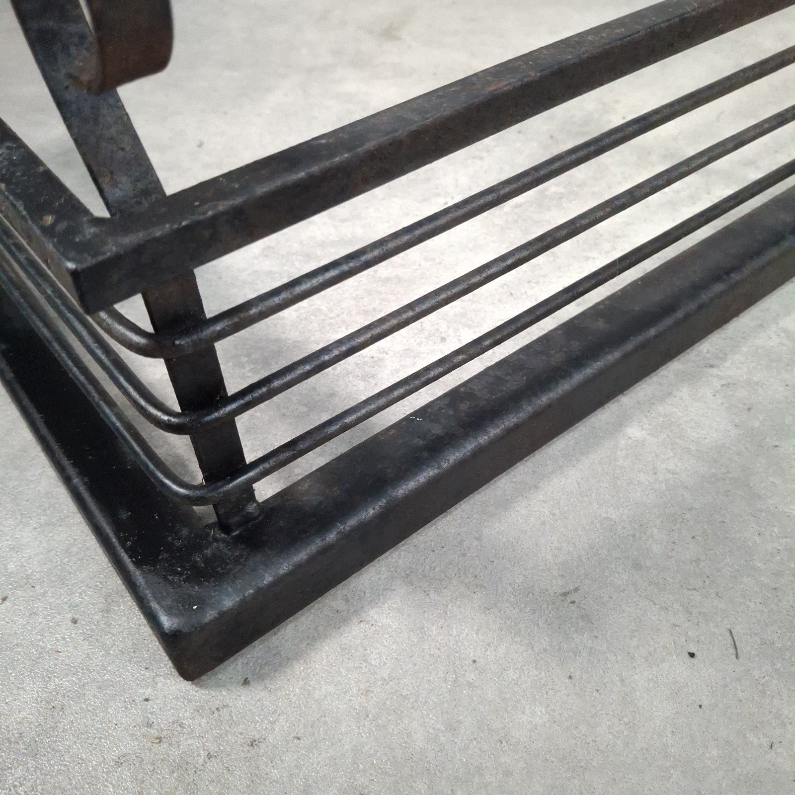 Vintage Black Metal Fireplace Fender | Hearth Kerb Guard | Wrought Iron Style | Used