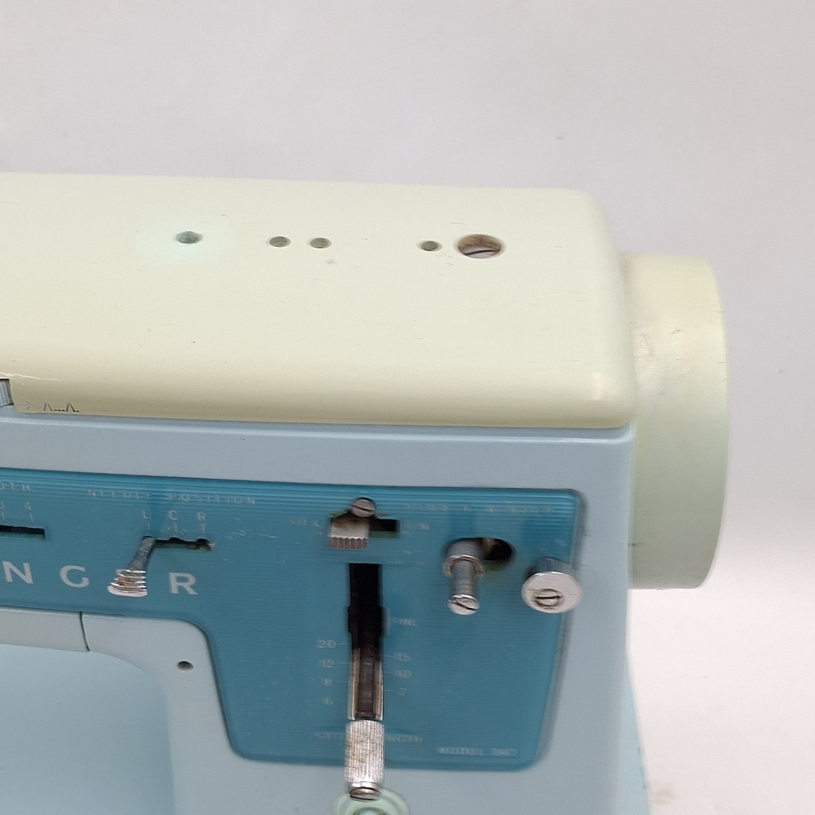 Vintage 60s Singer 347 Electric Heavy Duty Sewing Machine Duck Egg Blue W/pedal