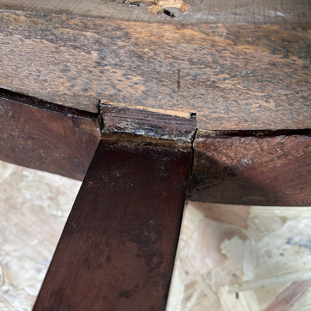 Edwardian Mahogany Upholstered Corner Chair | Oval Base | Antique | Used | Needs Repair