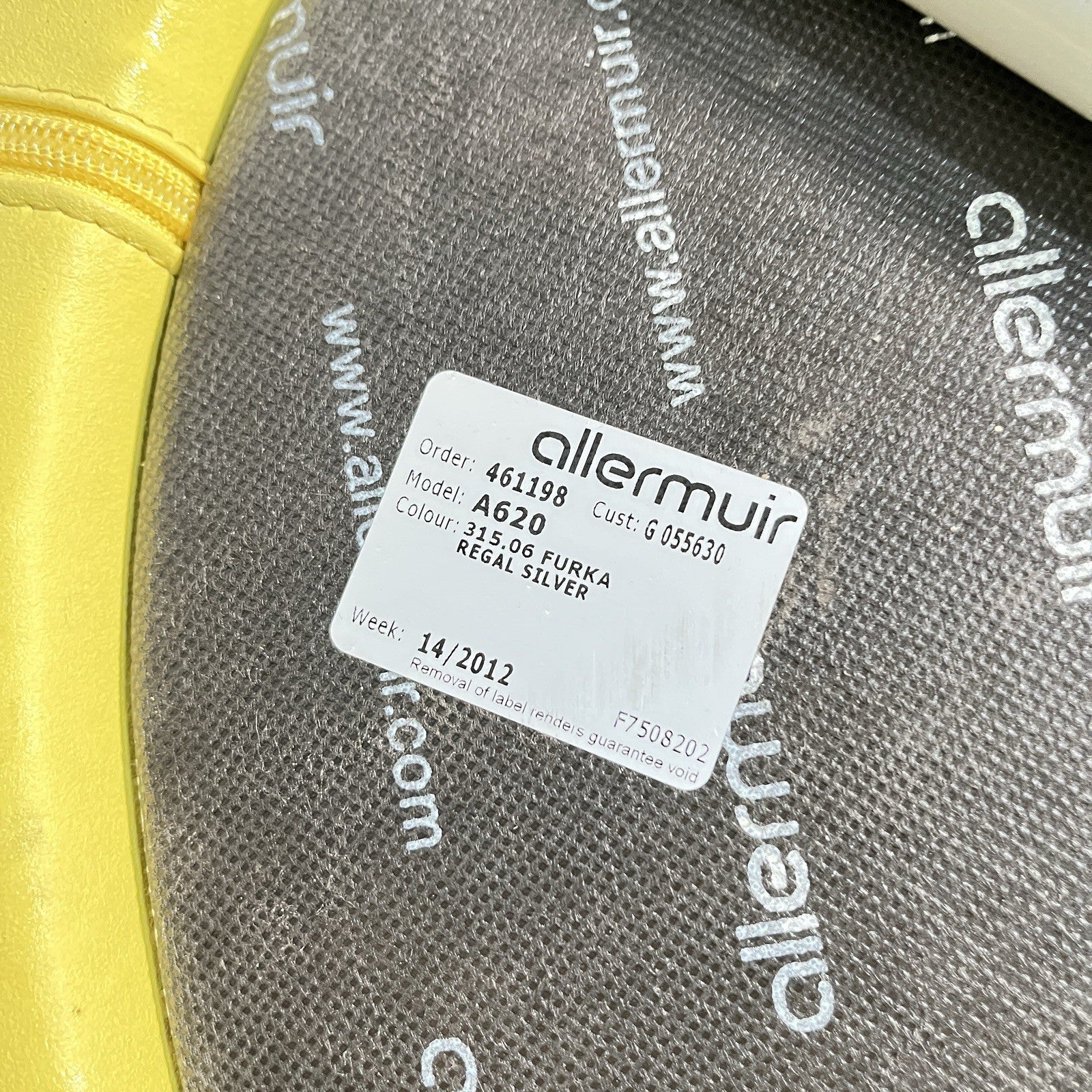 Allermuir A621 Pouf Ottoman | Yellow Vinyl | Furka Regal Silver Frame | 2012 | Commercial Grade | Used