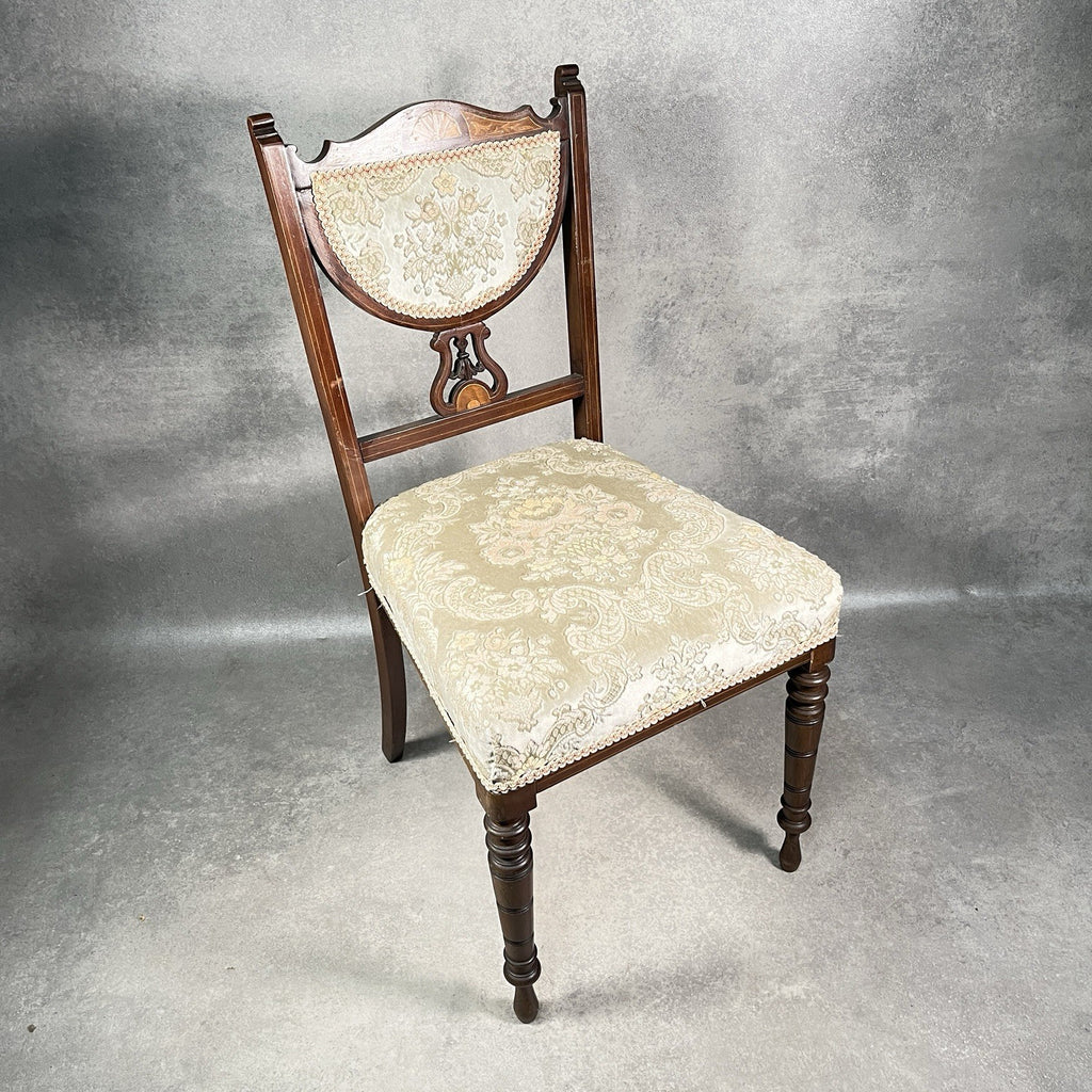Edwardian Inlaid Mahogany Dining Chair Satinwood Fan Motif Detail c1900 Antique