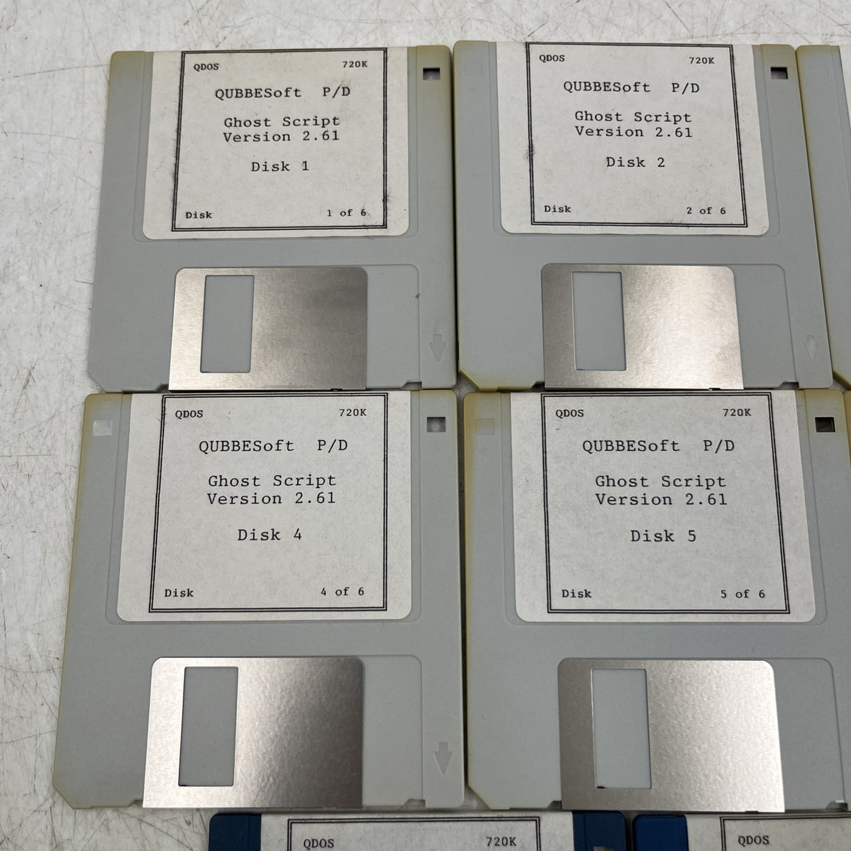 QUBBESoft Sinclair QL Floppy Disk Set - Ghost Script v2.61 (6 Disks) + PSION Xchange + PD Catalogue - QDOS 720K - Used