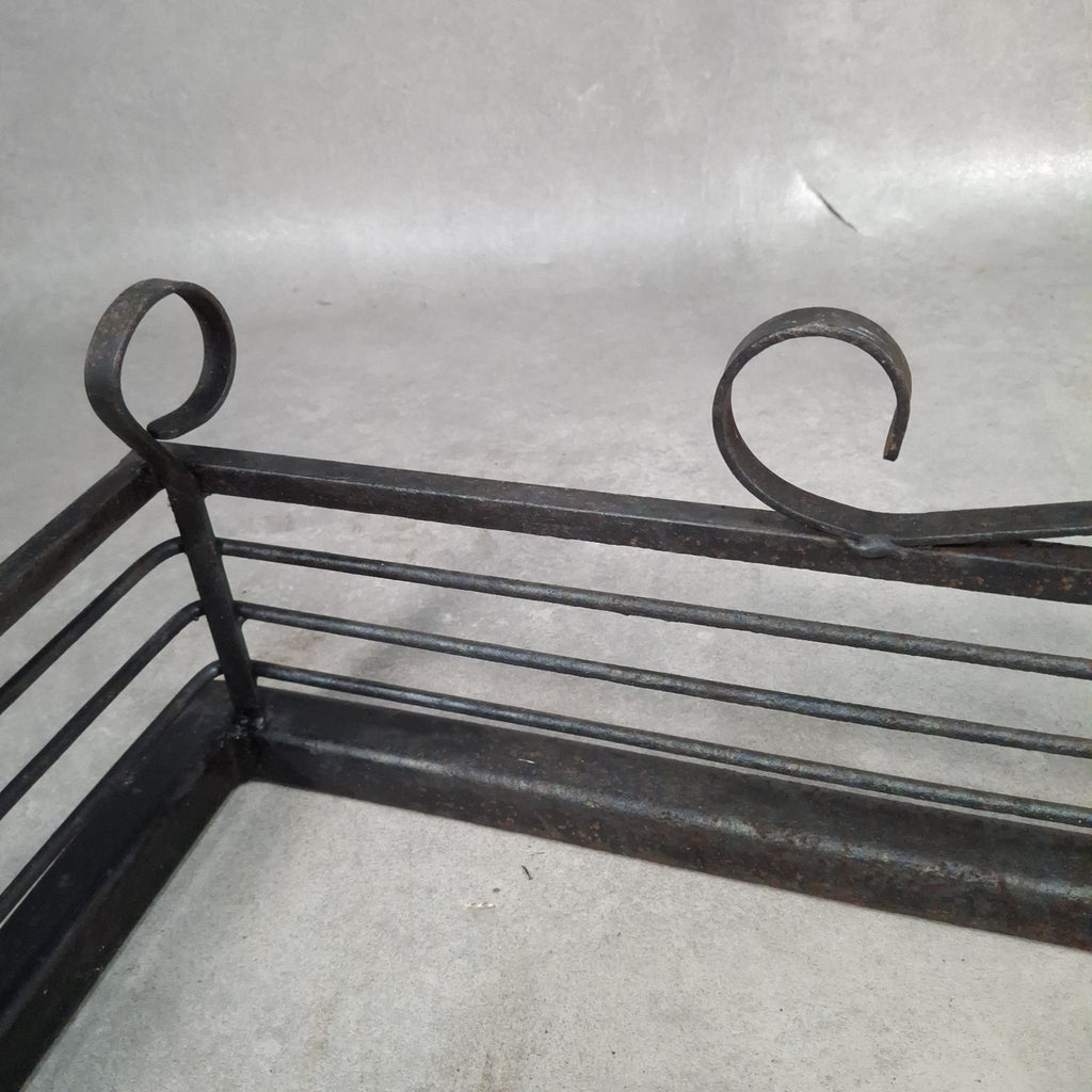 Vintage Black Metal Fireplace Fender | Hearth Kerb Guard | Wrought Iron Style | Used