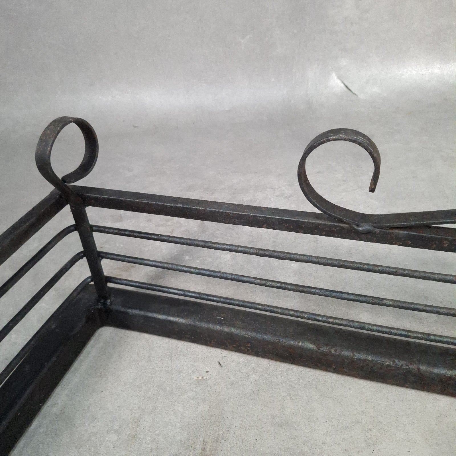 Vintage Black Metal Fireplace Fender | Hearth Kerb Guard | Wrought Iron Style | Used