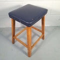Mid Century Stool Blue Leatherette Topped Vintage Prop