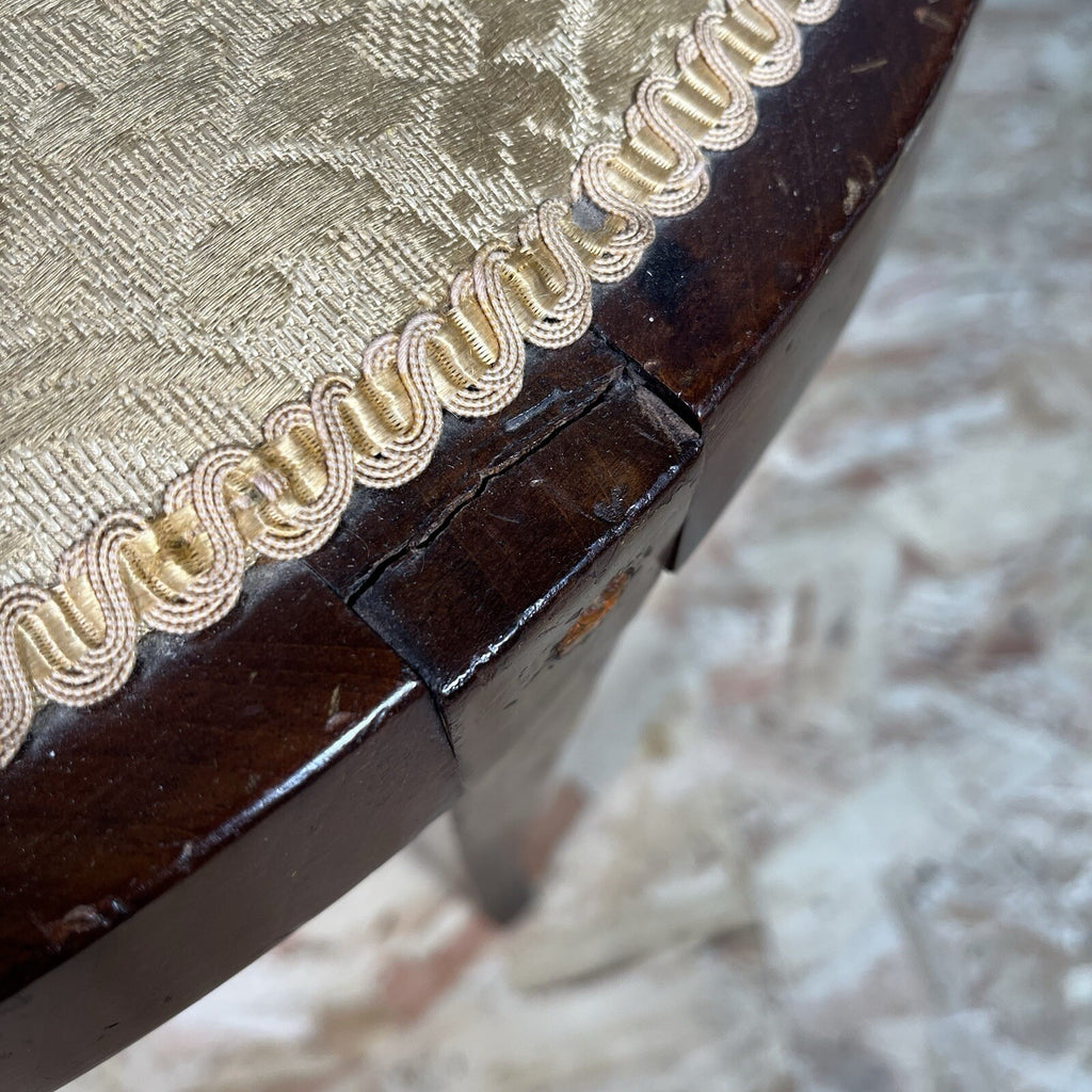 Edwardian Mahogany Upholstered Corner Chair | Oval Base | Antique | Used | Needs Repair