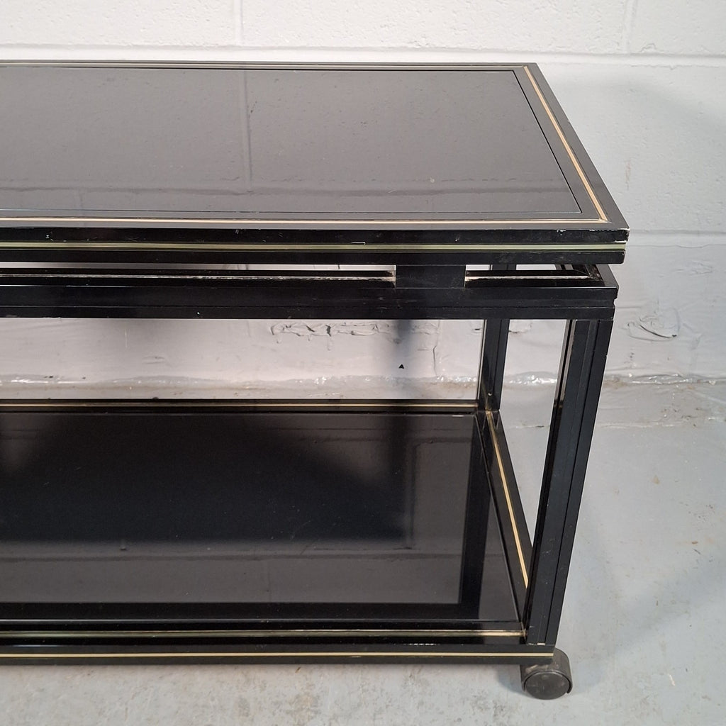 Pierre Vandel Paris Coffee Table On Castors Vintage Black & Gold Two Tier
