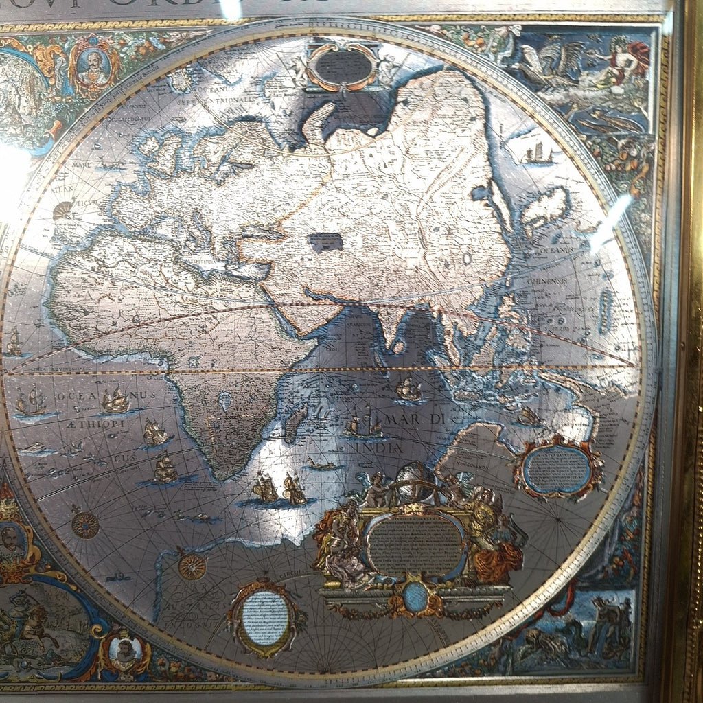 Framed Blaeu Wall Map Print – Nova Orbis Tabula c.1665 Decorative World Map