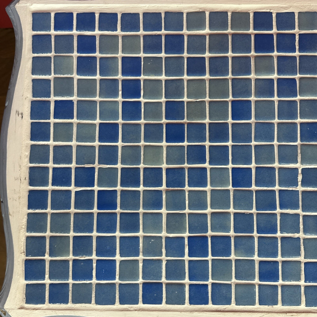 Tiled Top Mosaic Side Table Baby Blue Home Made Custom Table