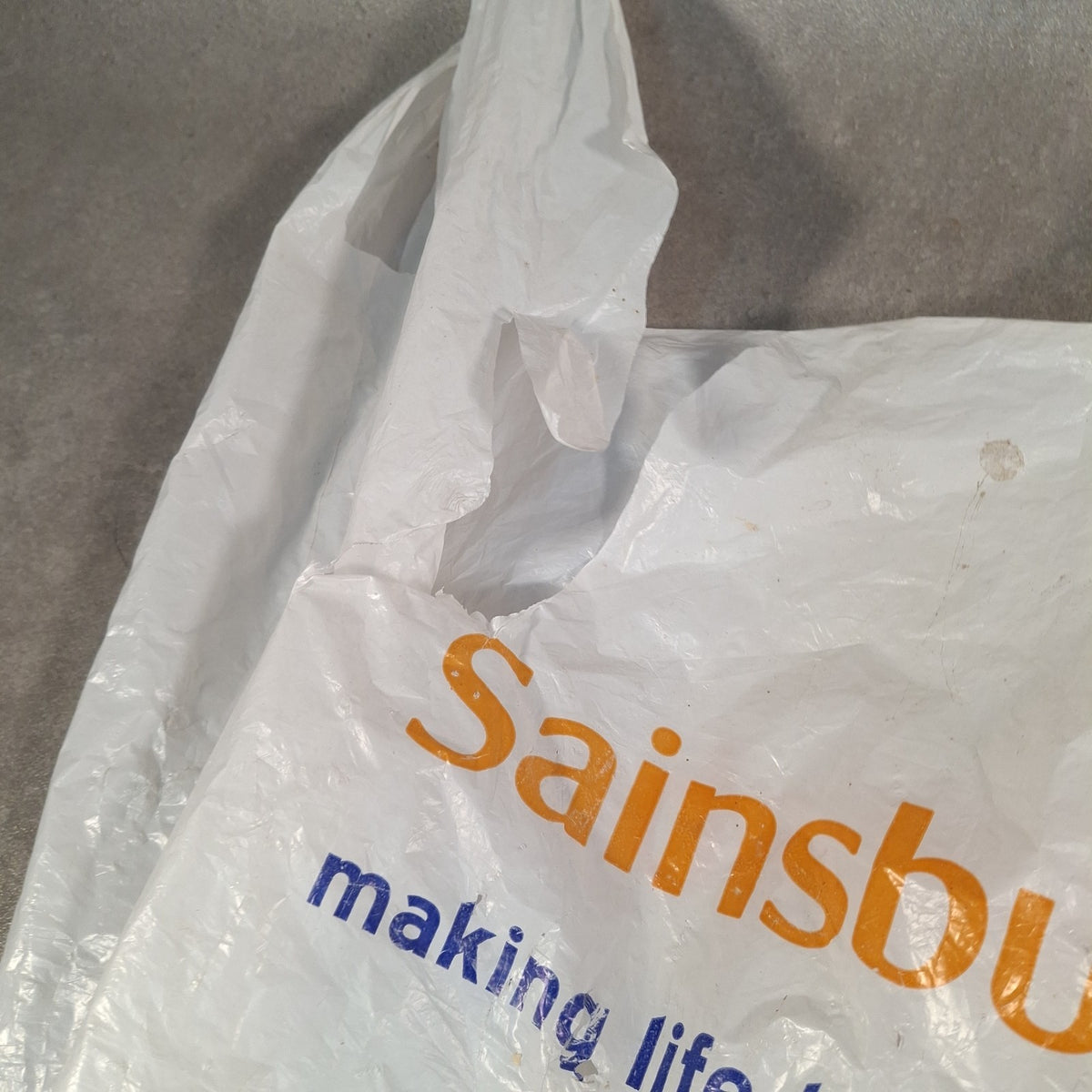Vintage Carrier Bags Set of 4 - Morrisons, Argos, Sainsbury's, Plymco - 1990s/2000s - Prop / Collector - Used