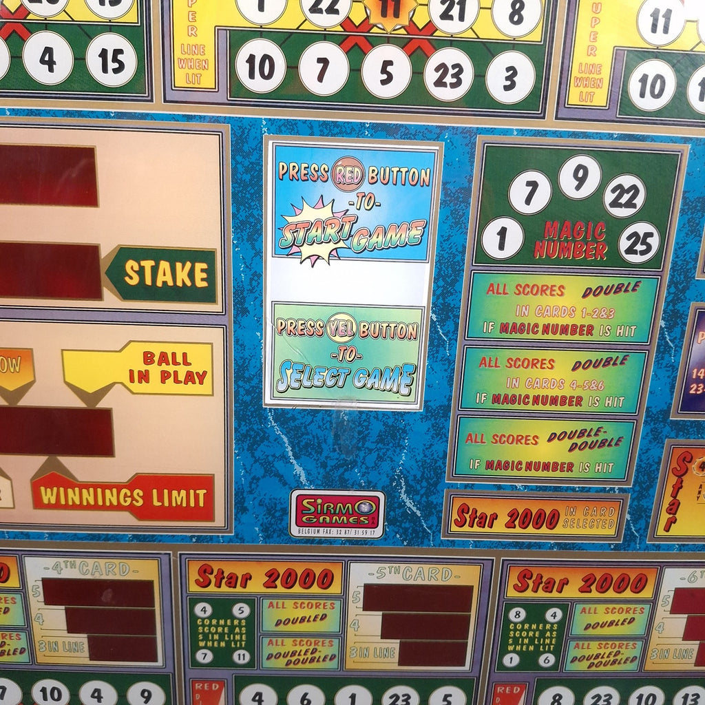 Bingo Continental Pinball Machine Glass Artwork Panel | Vintage 1980s/90s | Wall Art | Used