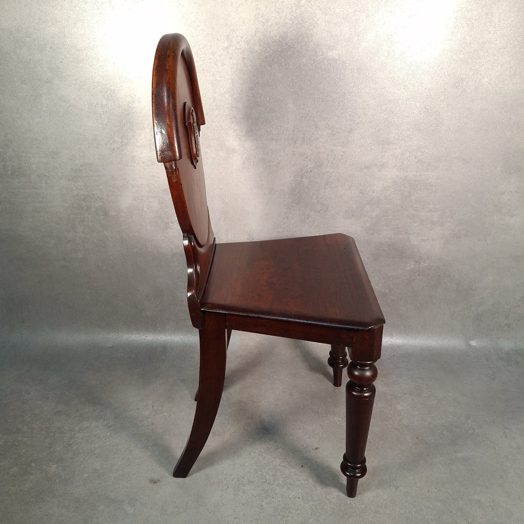 Victorian Mahogany Shield Back Chair With Brass Monogram Initials Antique
