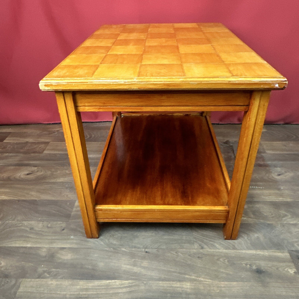 Vintage Square Coffee Table | Patterned Top | Retro Side Table | Used | Orange Tones