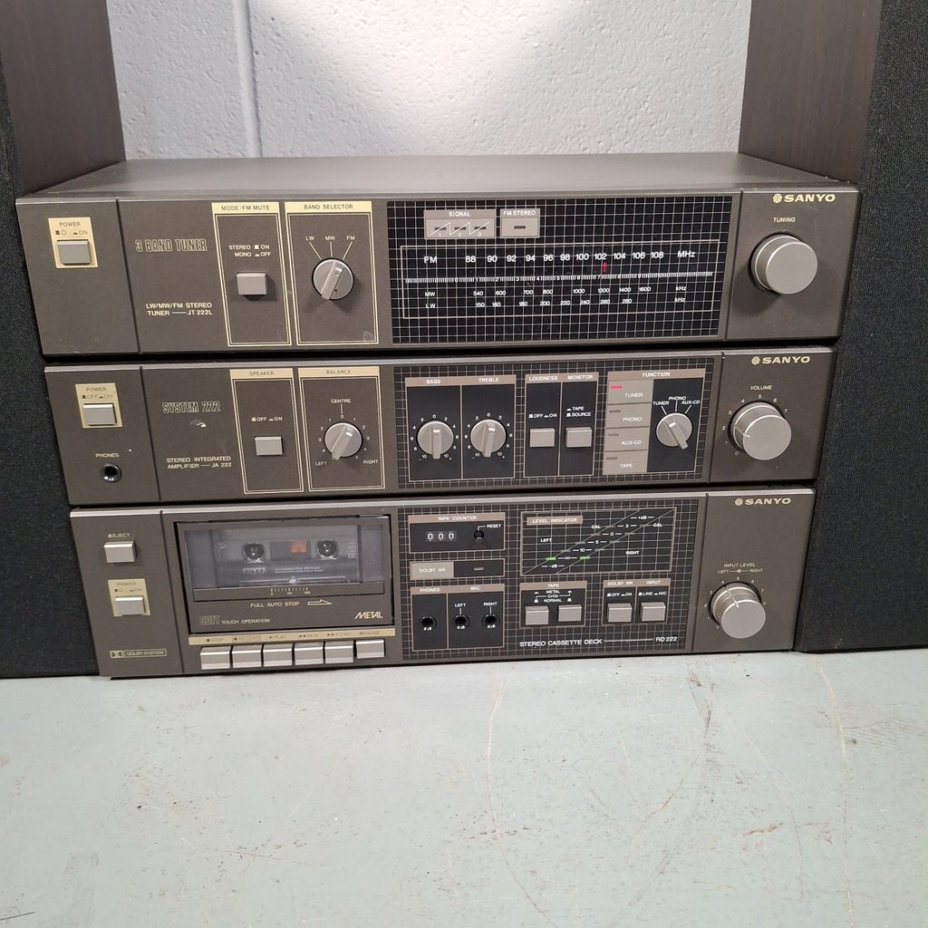 Sanyo Hi-Fi System 222 Tuner Amp Cassette Deck & Speakers — Cassette Deck Faulty