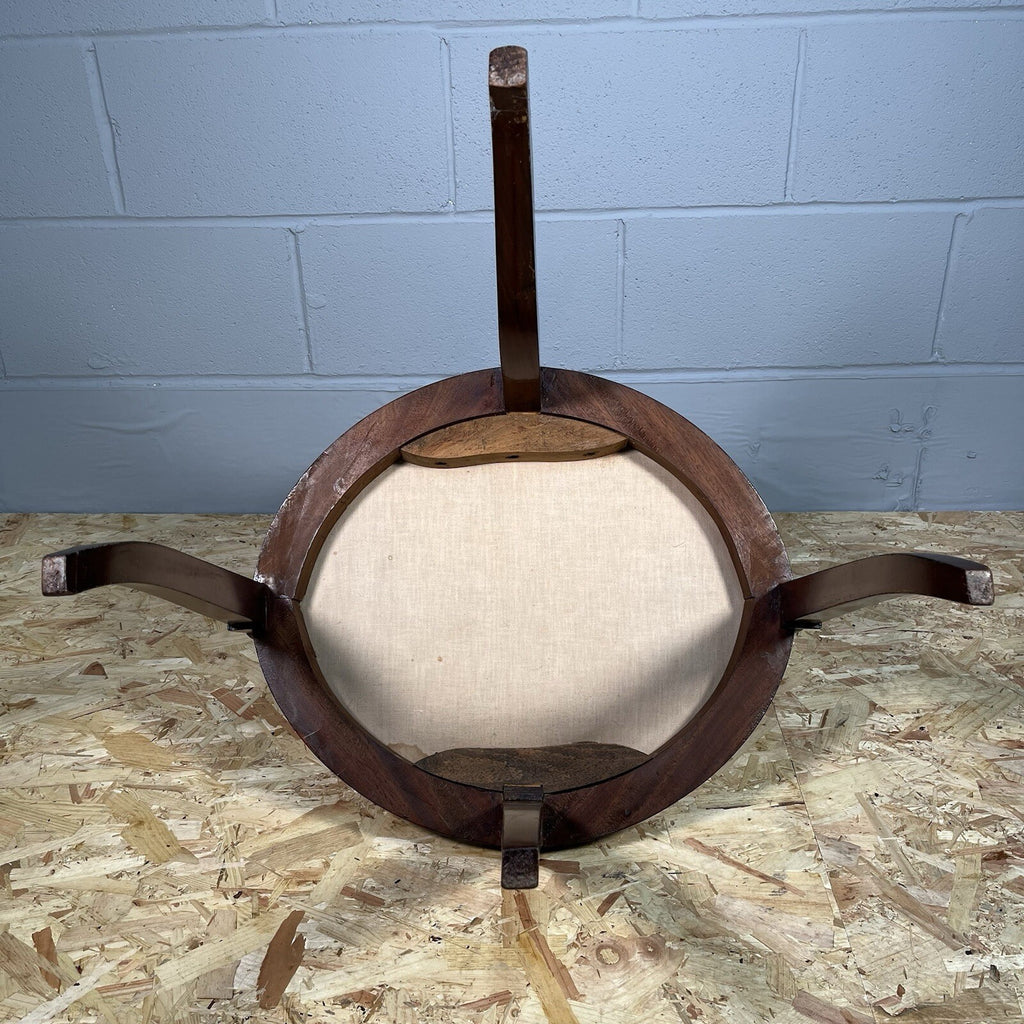 Edwardian Mahogany Upholstered Corner Chair | Oval Base | Antique | Used | Needs Repair