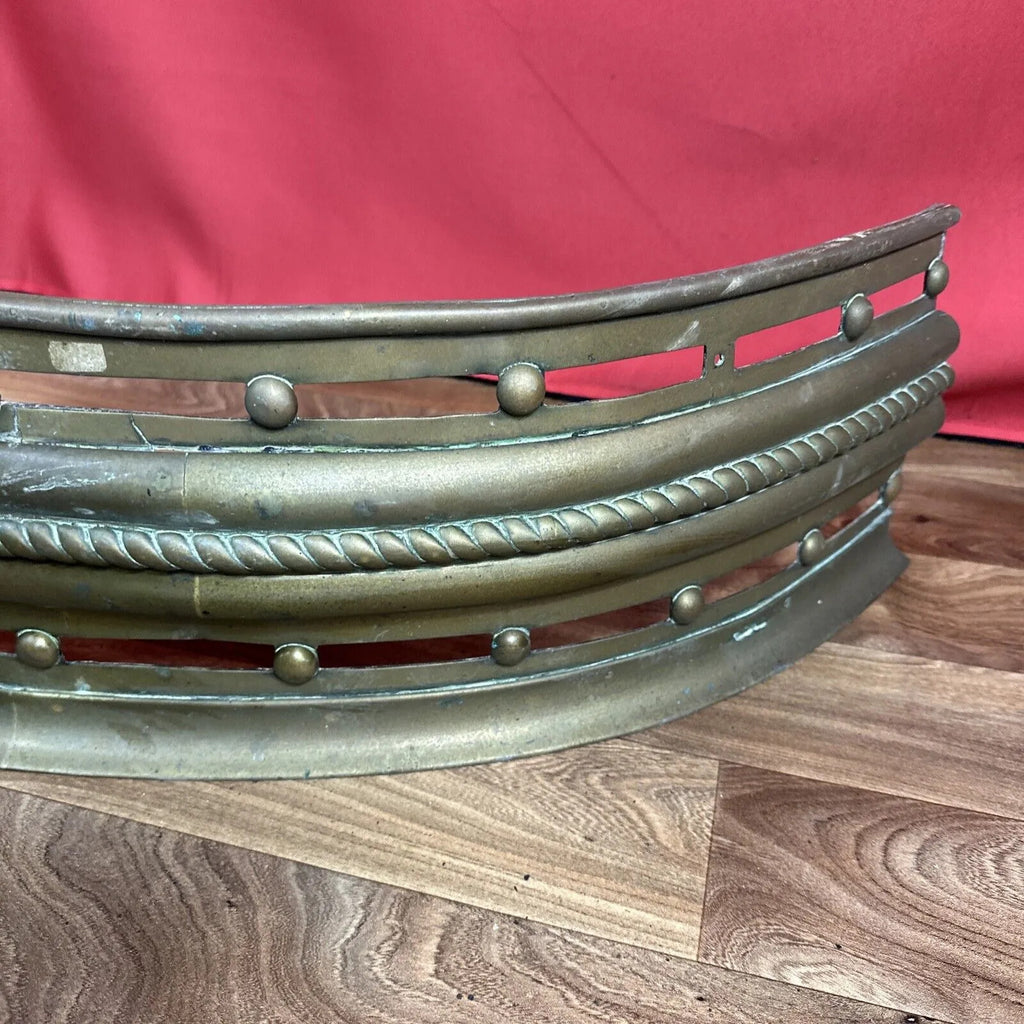 Curved Brass Fireplace Fender Tall Rope Design Curb Gate Vintage