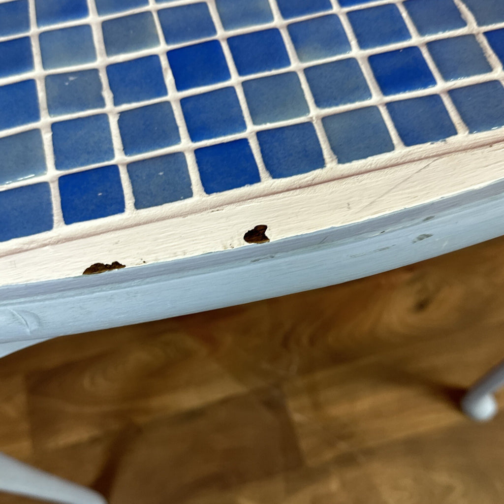 Tiled Top Mosaic Side Table Baby Blue Home Made Custom Table