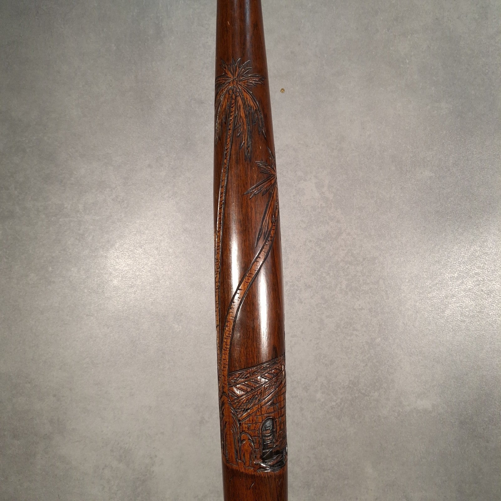 Vintage Carved Wooden Standard Floor Lamp Oriental Bamboo Motif Tall Asian