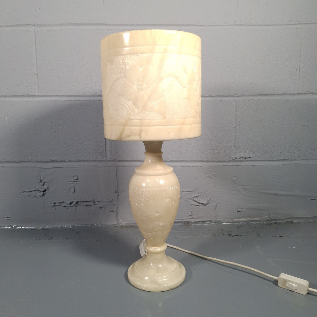 Vintage Alabaster Table Lamp with Matching Alabaster Shade | Mid-Century | Tested & Working | Used