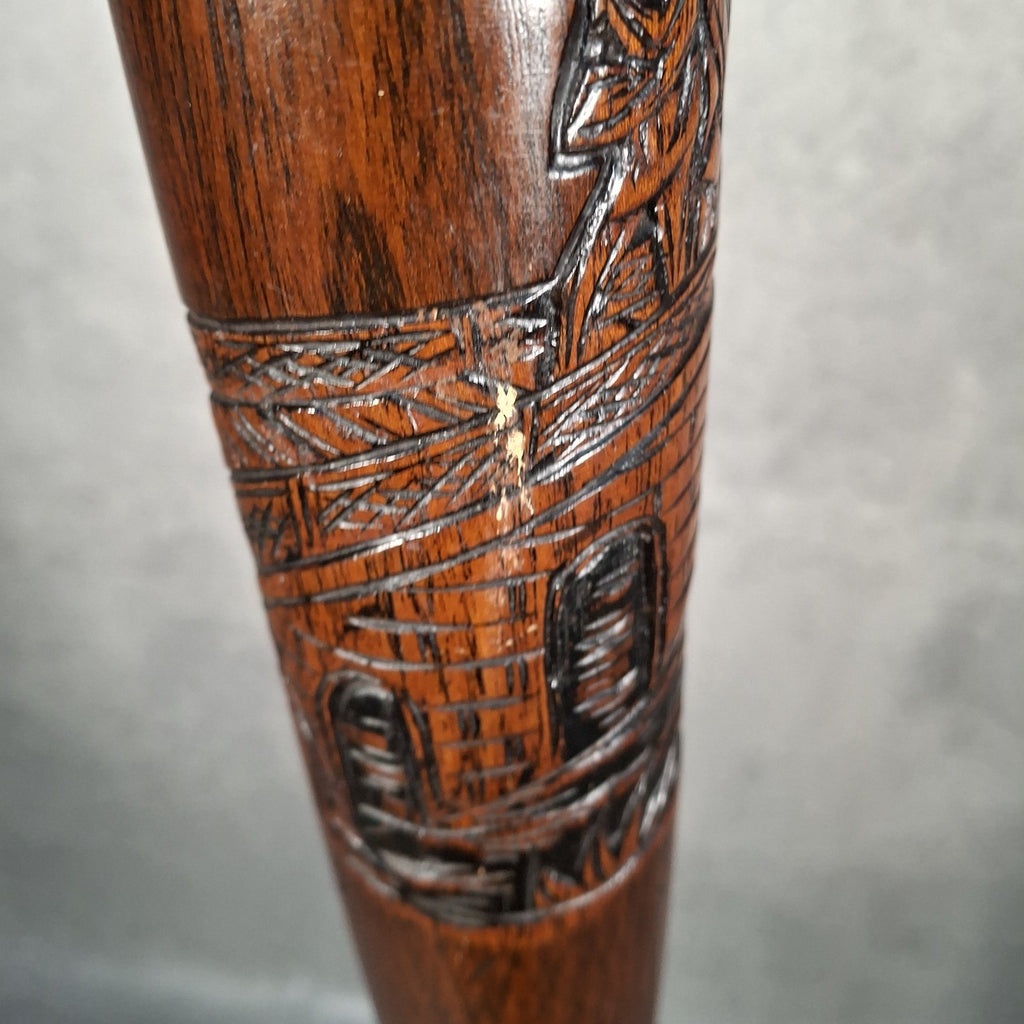Vintage Carved Wooden Standard Floor Lamp Oriental Bamboo Motif Tall Asian