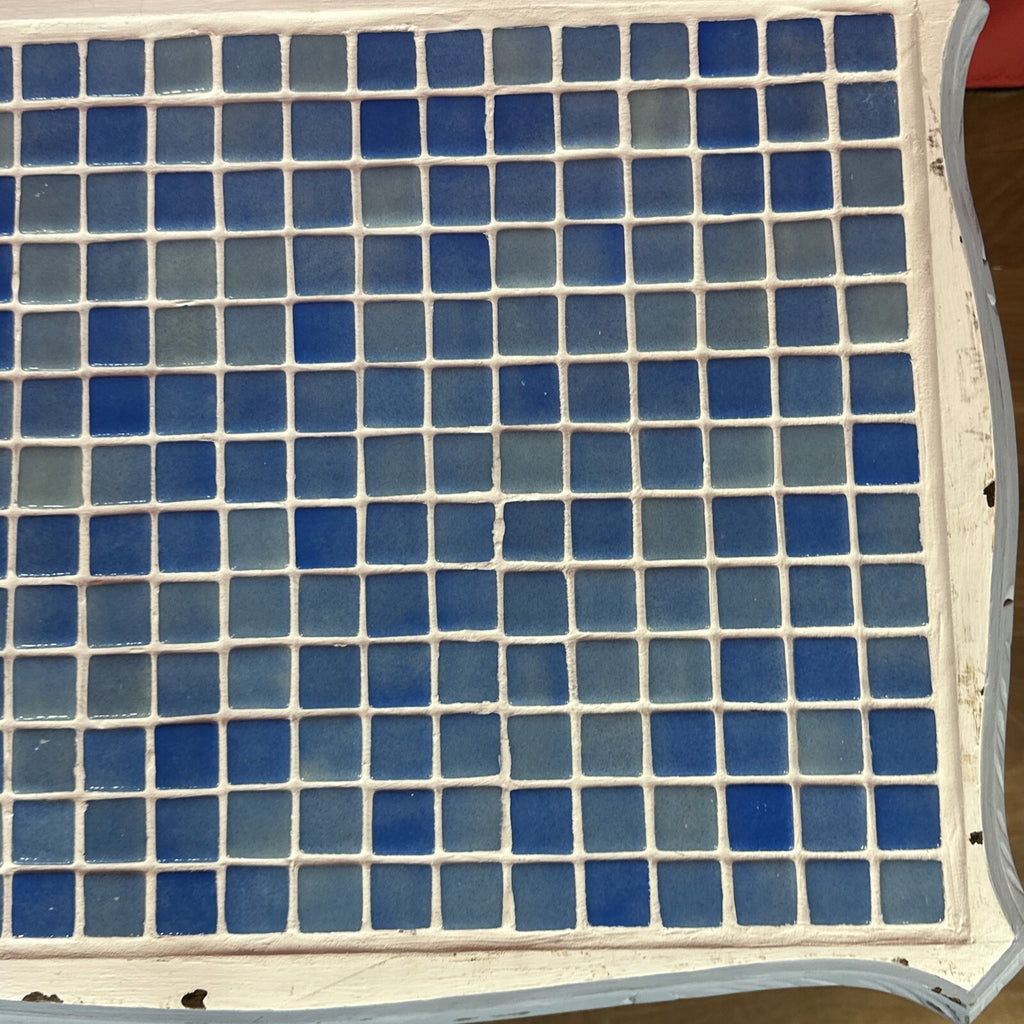 Tiled Top Mosaic Side Table Baby Blue Home Made Custom Table