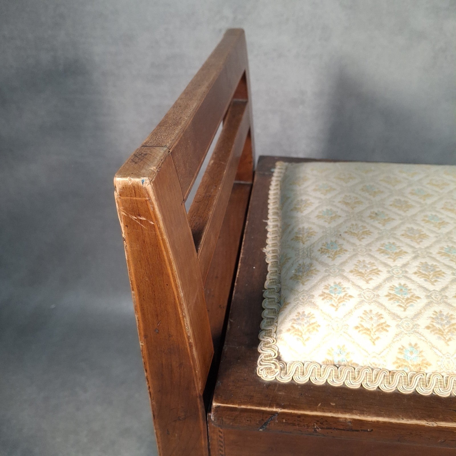 Piano Vanity Table Stool Wooden with Storage Upholstered Seat Mid Century