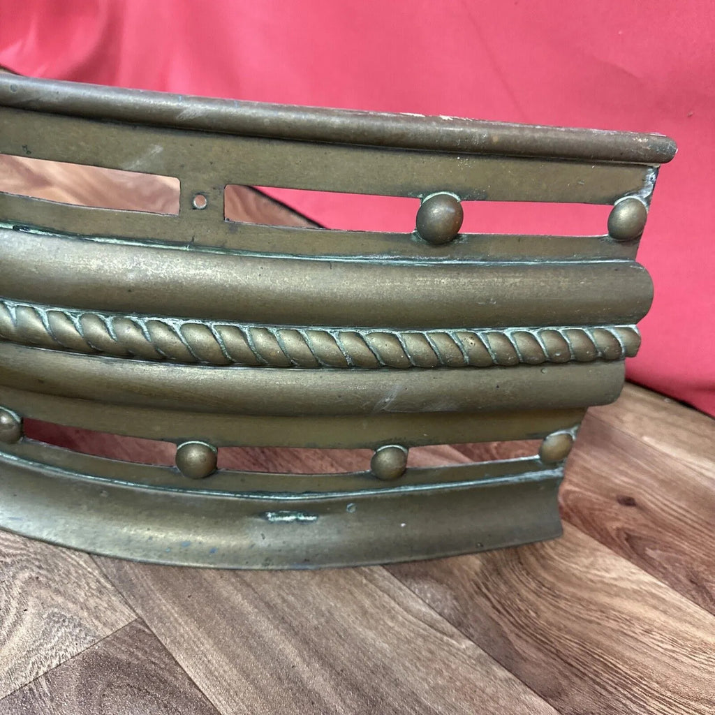 Curved Brass Fireplace Fender Tall Rope Design Curb Gate Vintage