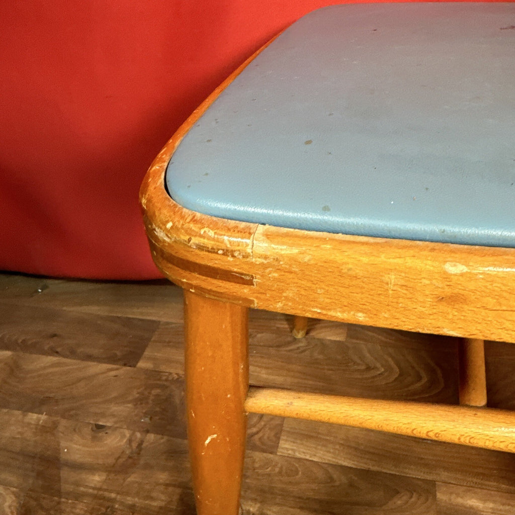 Dining Chair Mid Century Blue Vinyl Seat Cushion Made In Romania PROP