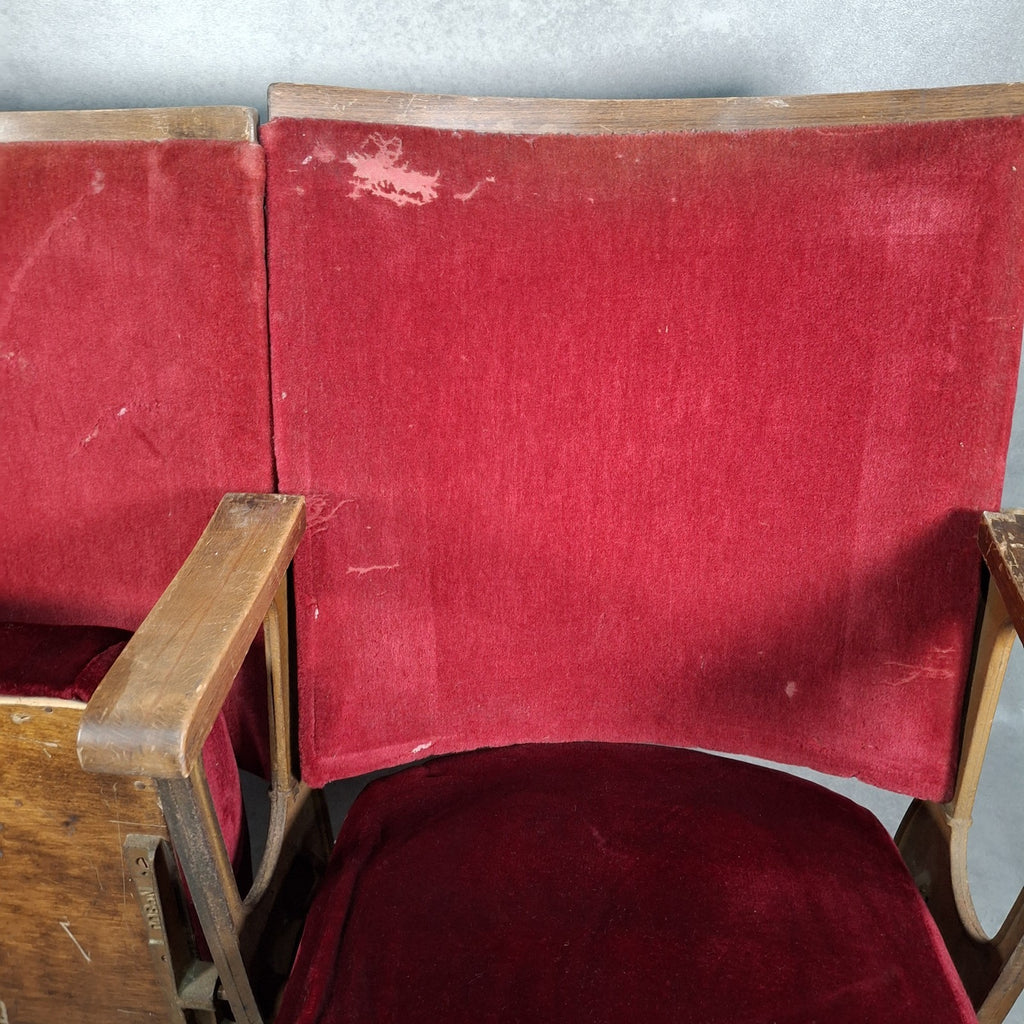 Art Deco Cinema Theatre Twin Seats 2 Chair Fold Up Vintage Prop