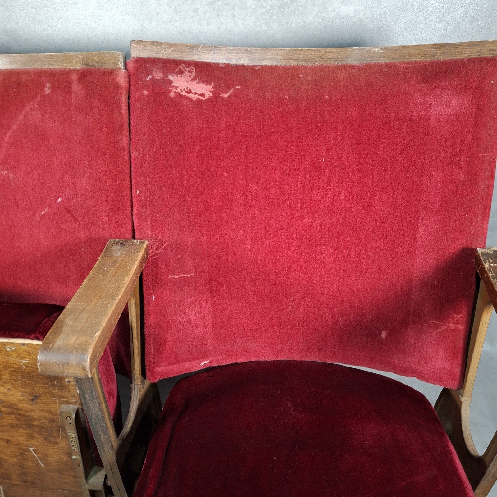 Art Deco Cinema Theatre Twin Seats 2 Chair Fold Up Vintage Prop