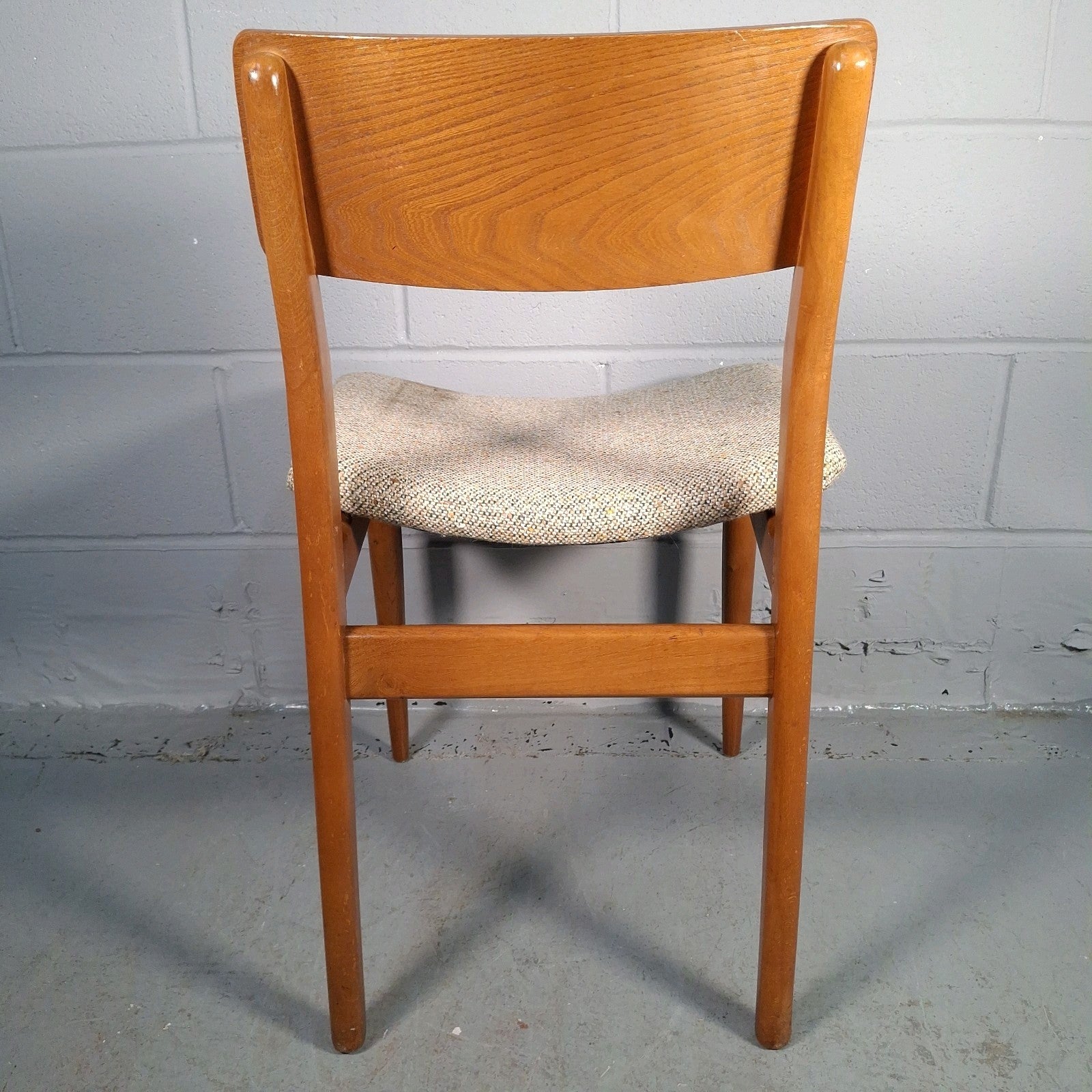 Vintage Mid-Century Modern Dining Chair | Teak-Tone Frame & Woven Seat | Used