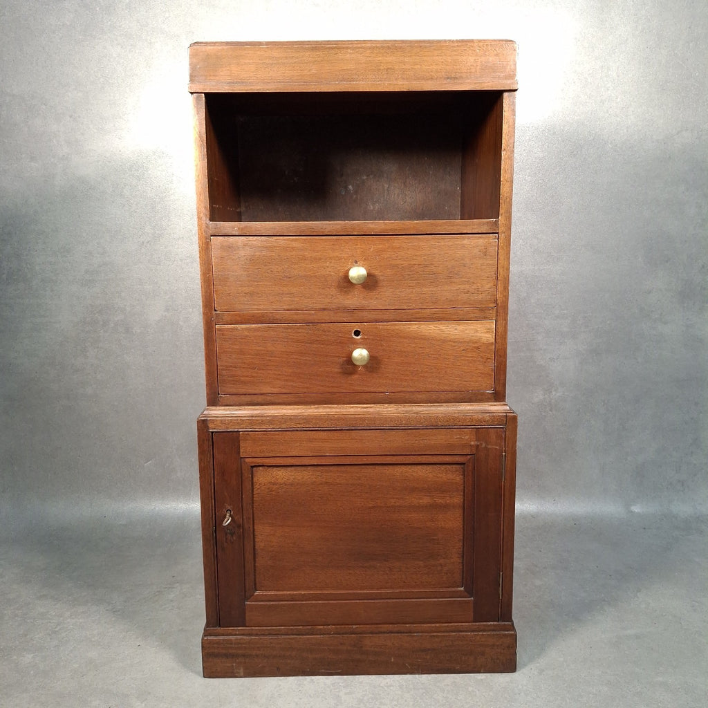 Antique Mahogany Side Cabinet Green Felt Drawer Early 20thC Smoker’s / Music VTG