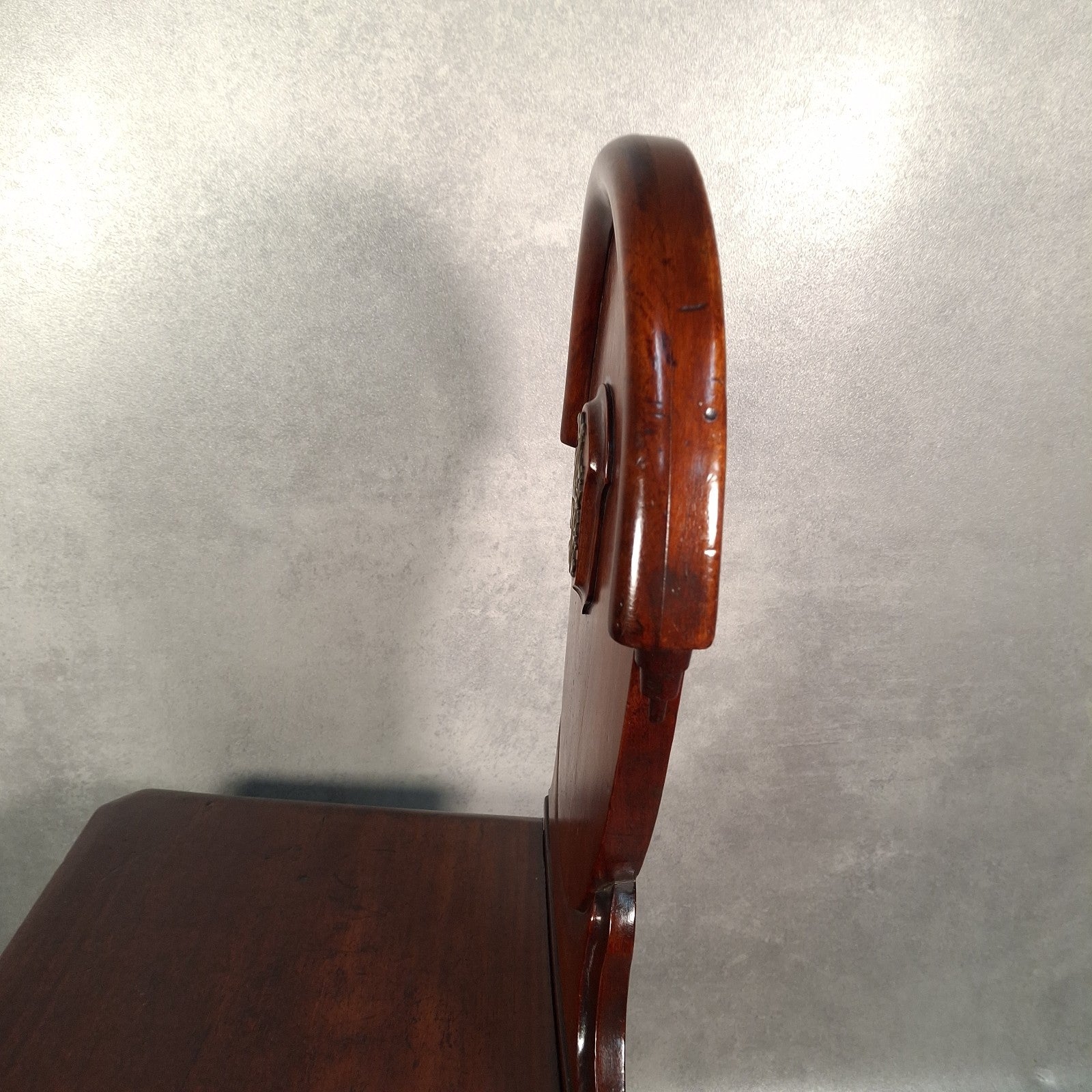 Victorian Mahogany Shield Back Chair With Brass Monogram Initials Antique