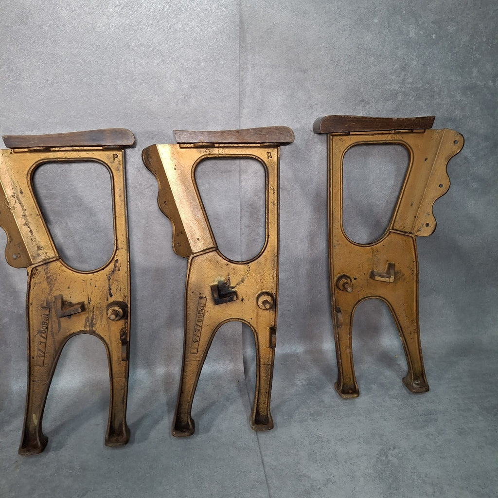 Art Deco Vintage Twin Cinema Theatre Fold-Up Seats | Red Fabric | Original Row Numbers